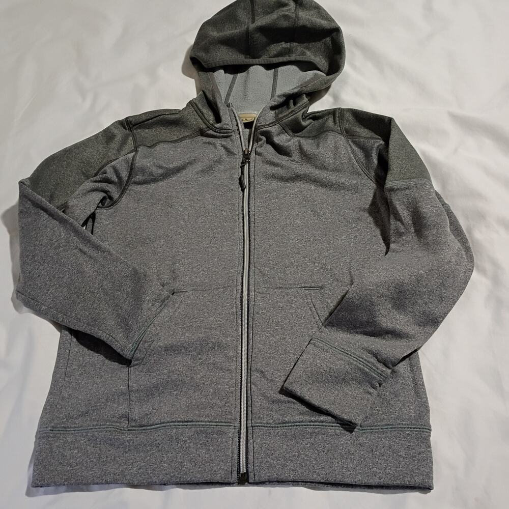L.L.Bean Kids L 14-16 Hooded Sweatshirt Jacket Full-Zip Grey Front Pocket